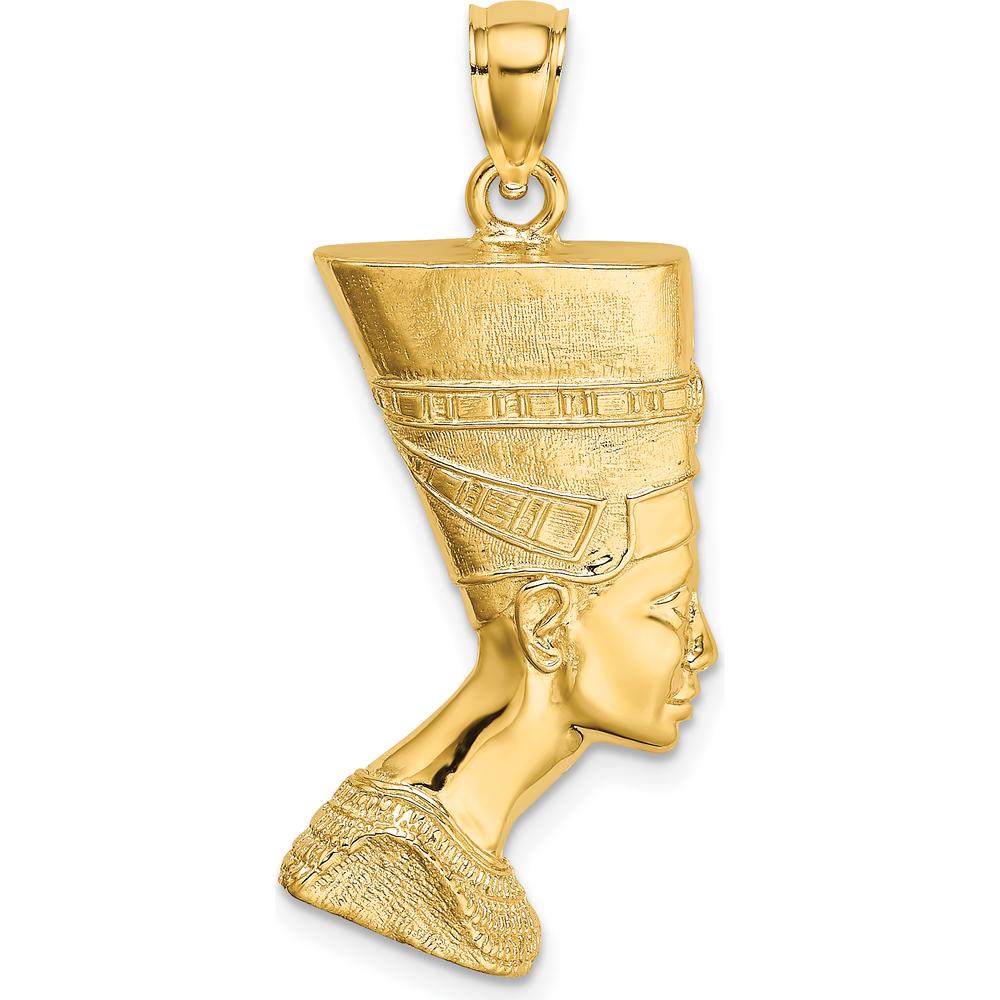 14K Yellow Gold 2D Polished Textured Nefertiti Profile Charm by Oro Pregiato