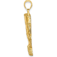 14K Yellow Gold 2D Polished Textured Nefertiti Profile Charm by Oro Pregiato