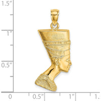 14K Yellow Gold 2D Polished Textured Nefertiti Profile Charm by Oro Pregiato