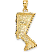 14K Yellow Gold 2D Polished Textured Nefertiti Profile Charm by Oro Pregiato
