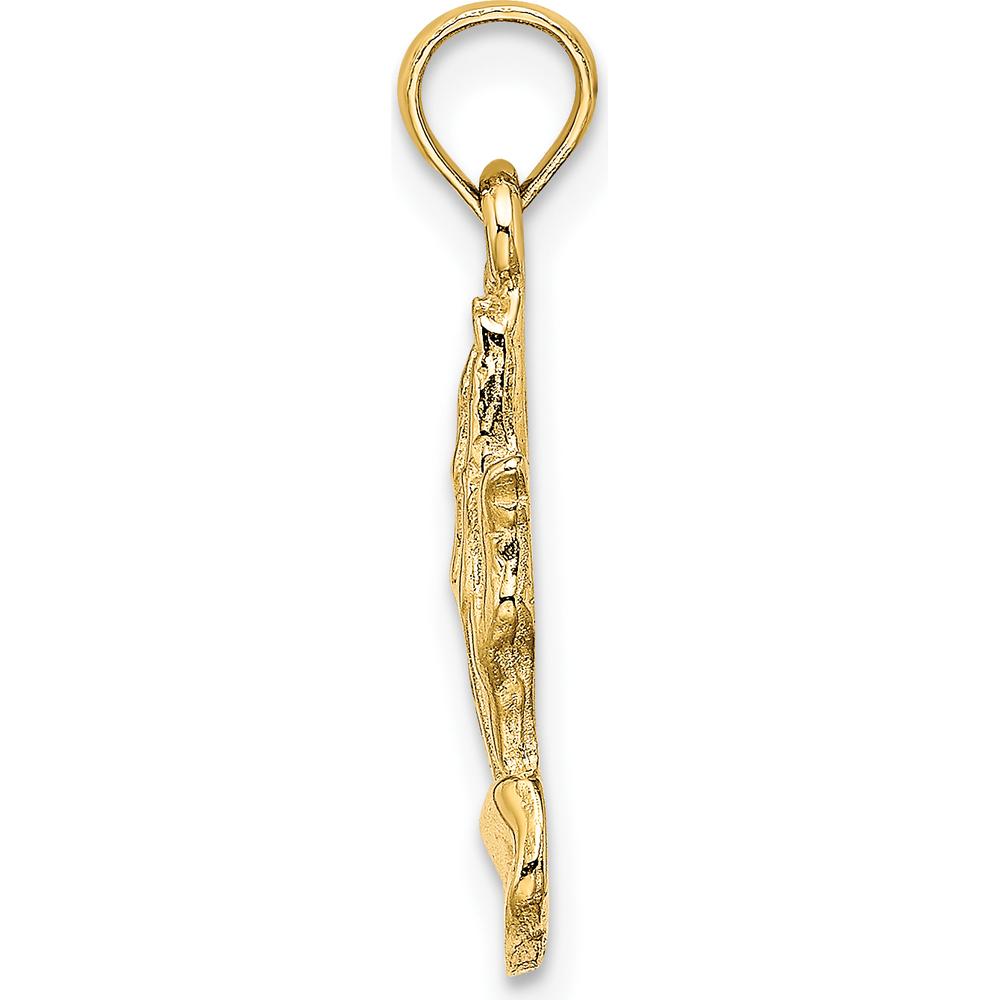 14K Yellow Gold 2D Praying Hands Pendant Charm - Polished Finish by Oro Pregiato