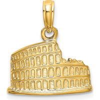 14K Yellow Gold 2D Textured Colosseum Charm - Historical Roman Design by Oro Pregiato