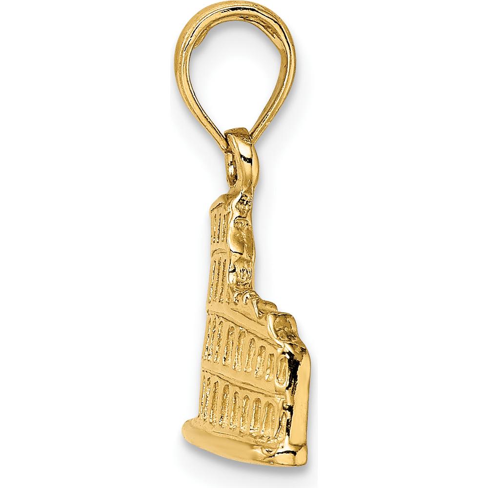 14K Yellow Gold 2D Textured Colosseum Charm - Historical Roman Design by Oro Pregiato