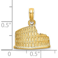 14K Yellow Gold 2D Textured Colosseum Charm - Historical Roman Design by Oro Pregiato