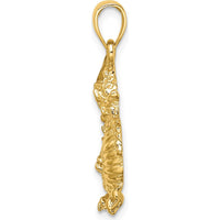14K Yellow Gold 2D Textured Dragon Charm - 30.1mm Length by Oro Pregiato