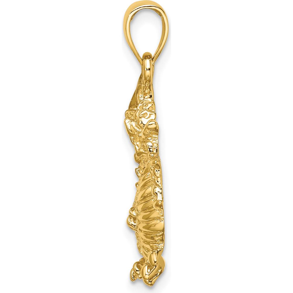 14K Yellow Gold 2D Textured Dragon Charm - 30.1mm Length by Oro Pregiato