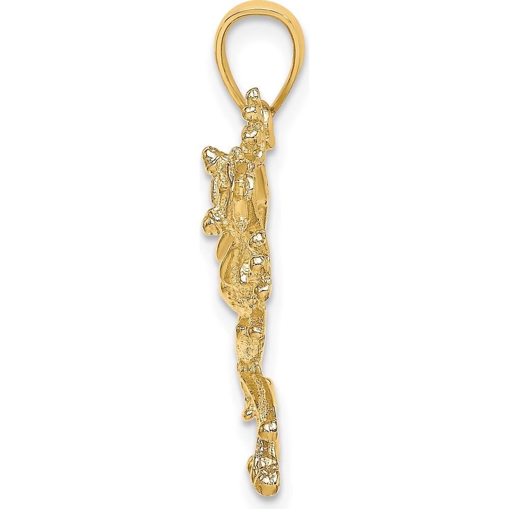 14K Yellow Gold 2D Textured Frog Charm - Playful Nature-Inspired Pendant by Oro Pregiato