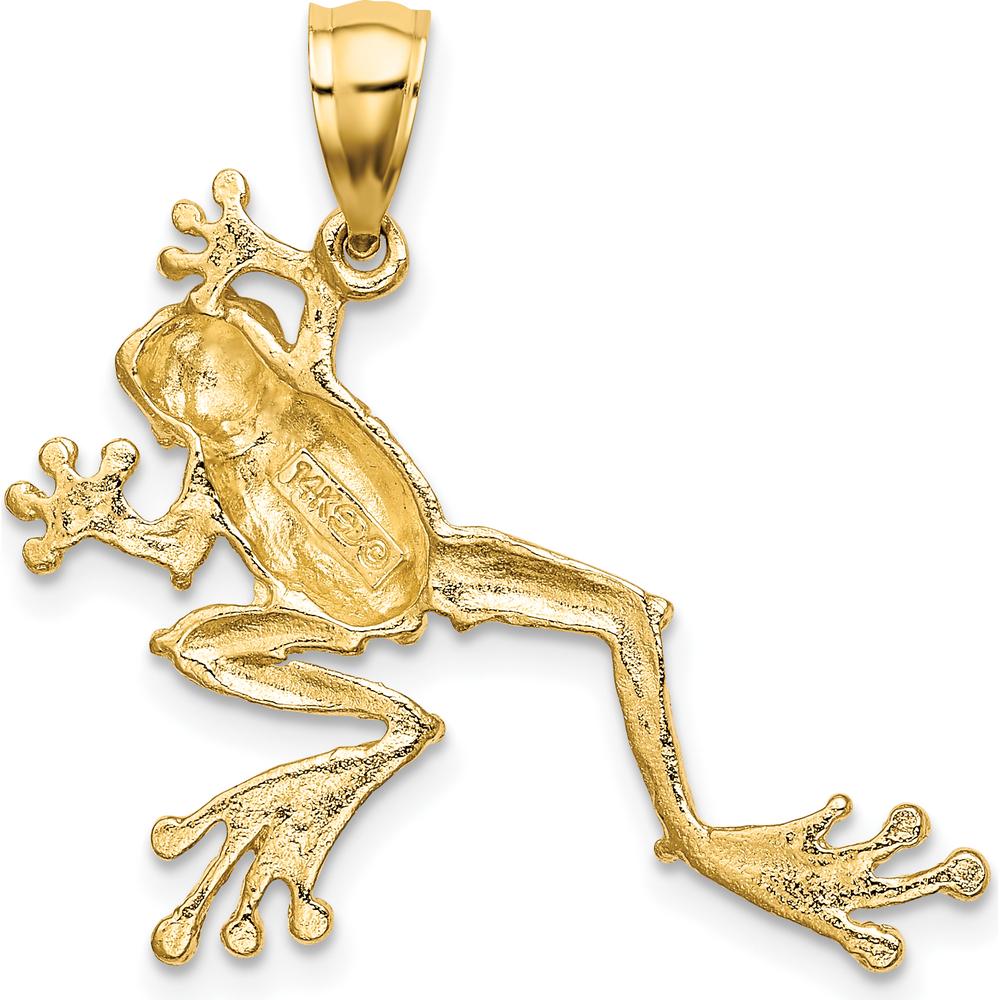 14K Yellow Gold 2D Textured Frog Charm - Playful Nature-Inspired Pendant by Oro Pregiato