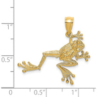 14K Yellow Gold 2D Textured Frog Charm - Playful Nature-Inspired Pendant by Oro Pregiato