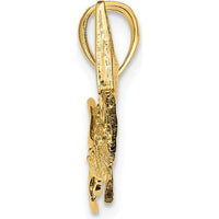 14K Yellow Gold 2D Textured Marlin Fish Charm - Nautical Symbol Pendant by Oro Pregiato