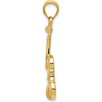 14K Yellow Gold 2D Violin Charm Pendant with Polished and Textured Finish by Oro Pregiato