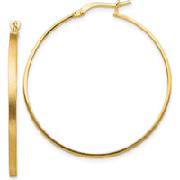 14K Yellow Gold 2mm Brushed and Polished Hoop Earrings by 0