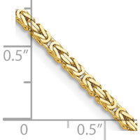 14K Yellow Gold 2mm Byzantine Chain Bracelet - 8 inch Length by Oro Pregiato