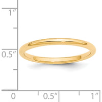 14K Yellow Gold 2mm Comfort Fit Domed Wedding Band - Size 5.5 by Luciano & Cie