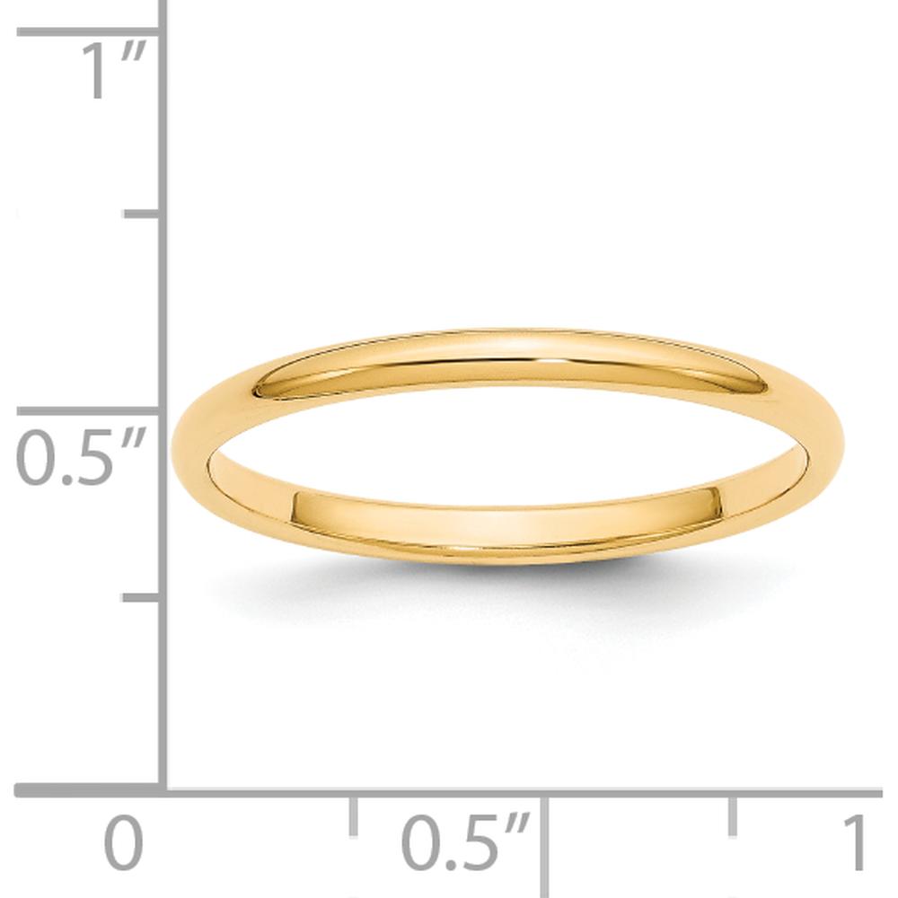 14K Yellow Gold 2mm Half-Round Wedding Band - Size 5 by Luciano & Cie