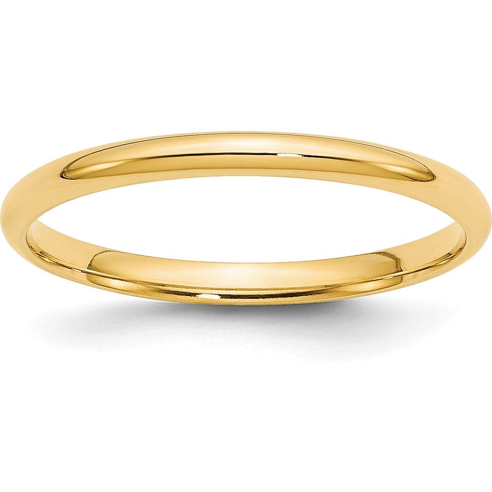 14K Yellow Gold 2mm Lightweight Comfort Fit Wedding Band - Size 6.5 by Luciano & Cie