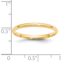 14K Yellow Gold 2mm Lightweight Comfort Fit Wedding Band - Size 6.5 by Luciano & Cie