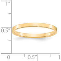 14K Yellow Gold 2mm Lightweight Flat Wedding Band - Size 6 by Luciano & Cie
