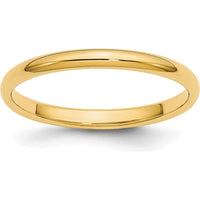 14K Yellow Gold 2mm Lightweight Half Round Wedding Band - Size 5.5 by Luciano & Cie