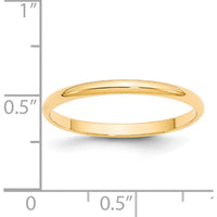 14K Yellow Gold 2mm Lightweight Half Round Wedding Band - Size 5.5 by Luciano & Cie