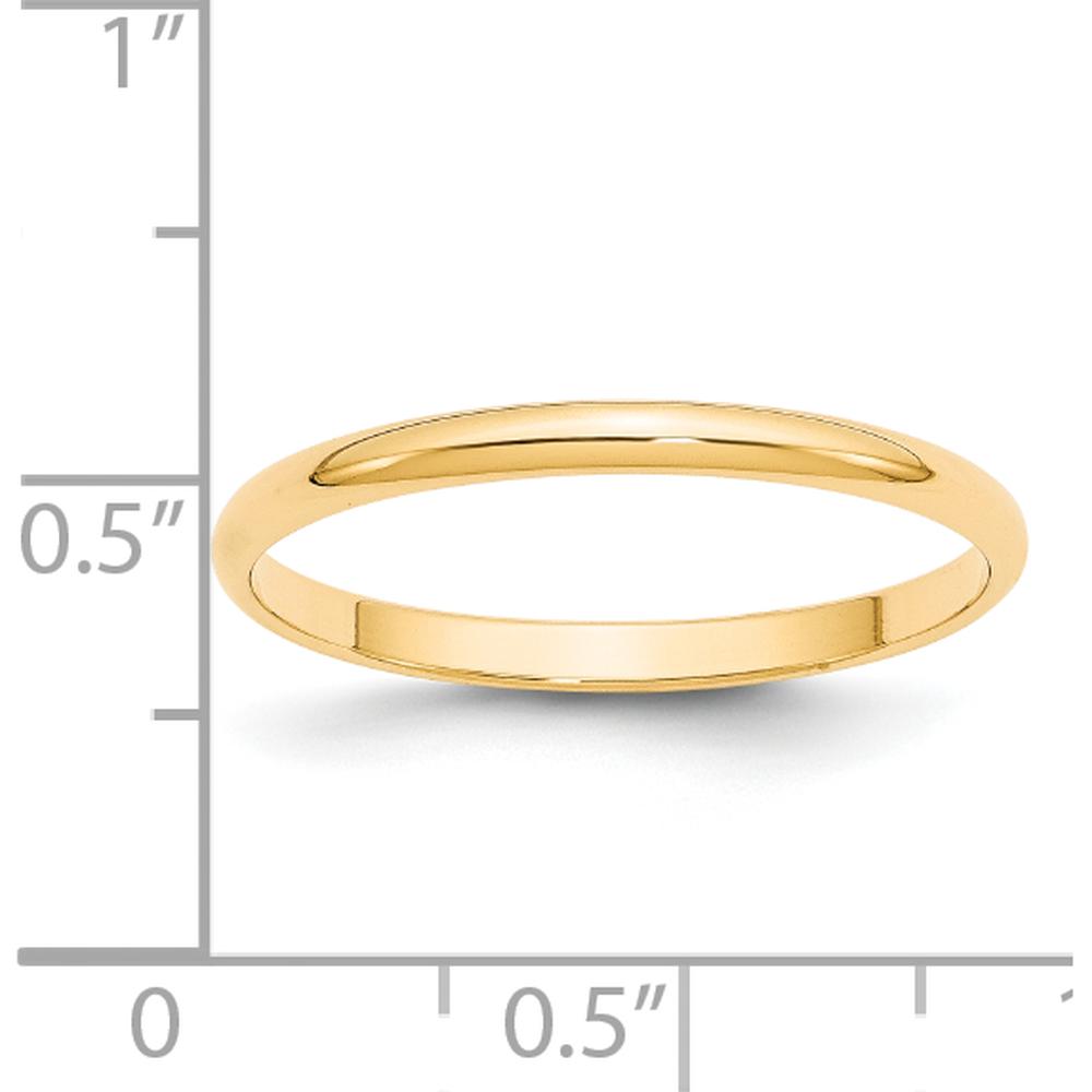 14K Yellow Gold 2mm Lightweight Half Round Wedding Band - Size 5.5 by Luciano & Cie