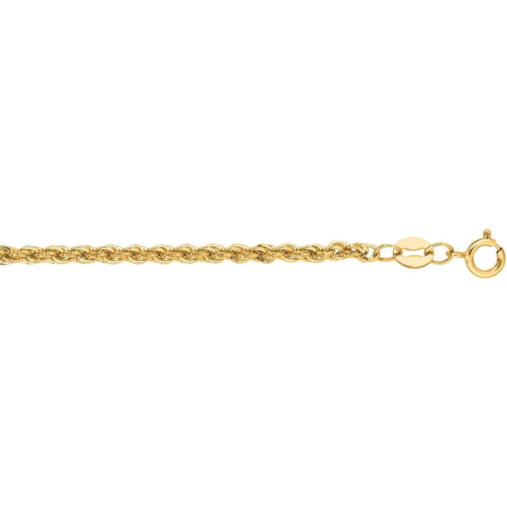 14K Yellow Gold 2mm Lite Rope Chain Necklace - 16" by Orozza Fine Jewelry