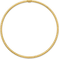 14K Yellow Gold 2mm Polished Diamond-Cut Slip-on Round Bangle Bracelet by Oro Pregiato