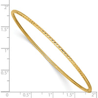 14K Yellow Gold 2mm Polished Diamond-Cut Slip-on Round Bangle Bracelet by Oro Pregiato