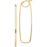 14K Yellow Gold 2mm Polished Rectangle Hoop Earrings by 0
