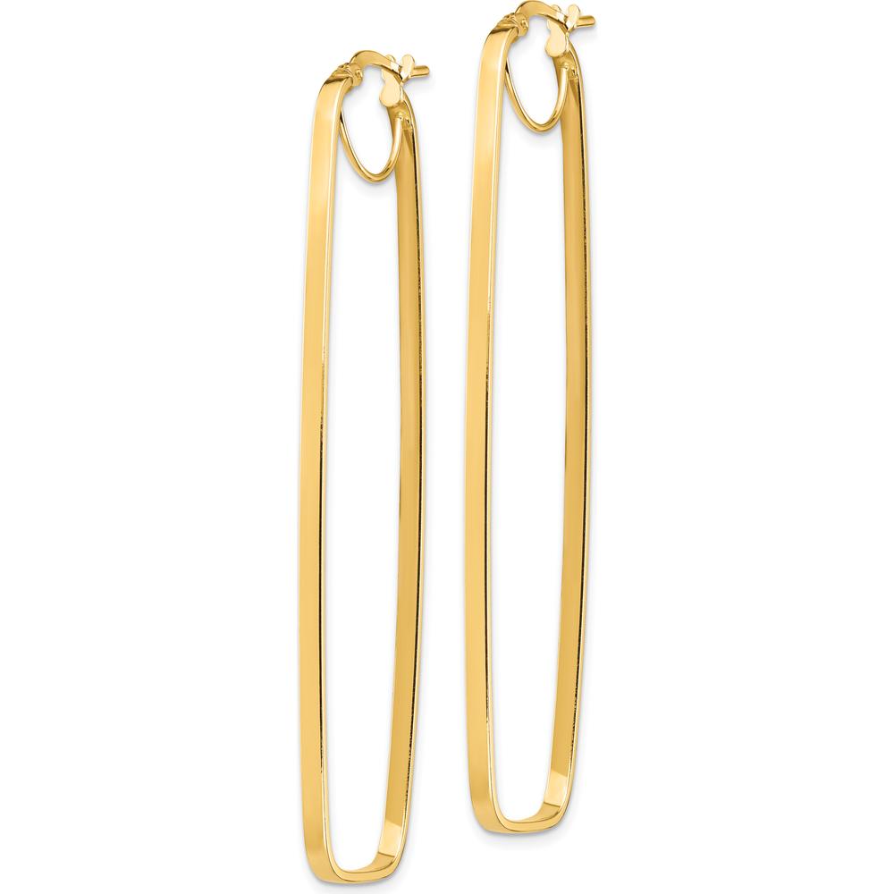 14K Yellow Gold 2mm Polished Rectangle Hoop Earrings by 0