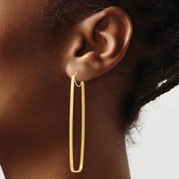 14K Yellow Gold 2mm Polished Rectangle Hoop Earrings by 0