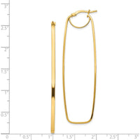 14K Yellow Gold 2mm Polished Rectangle Hoop Earrings by 0