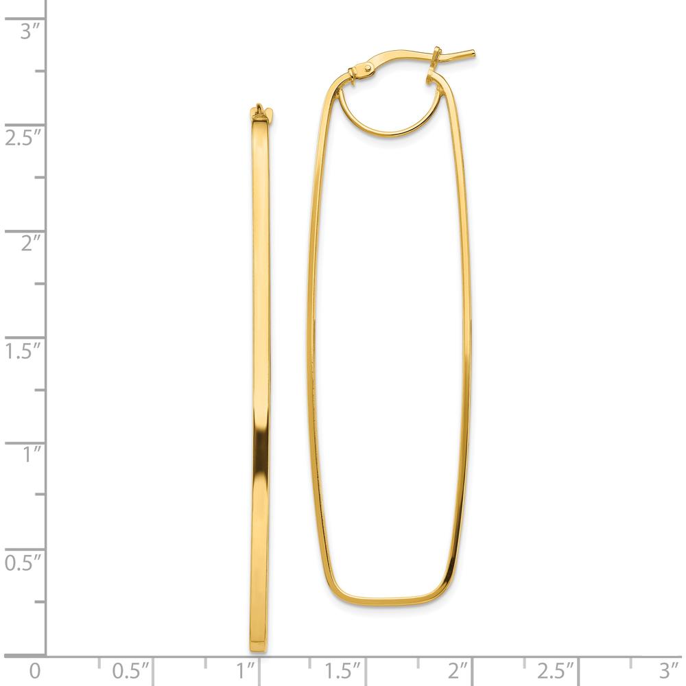 14K Yellow Gold 2mm Polished Rectangle Hoop Earrings by 0