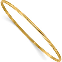 14K Yellow Gold 2mm Solid Polished Slip-On Half-Round Bangle Bracelet by Oro Pregiato