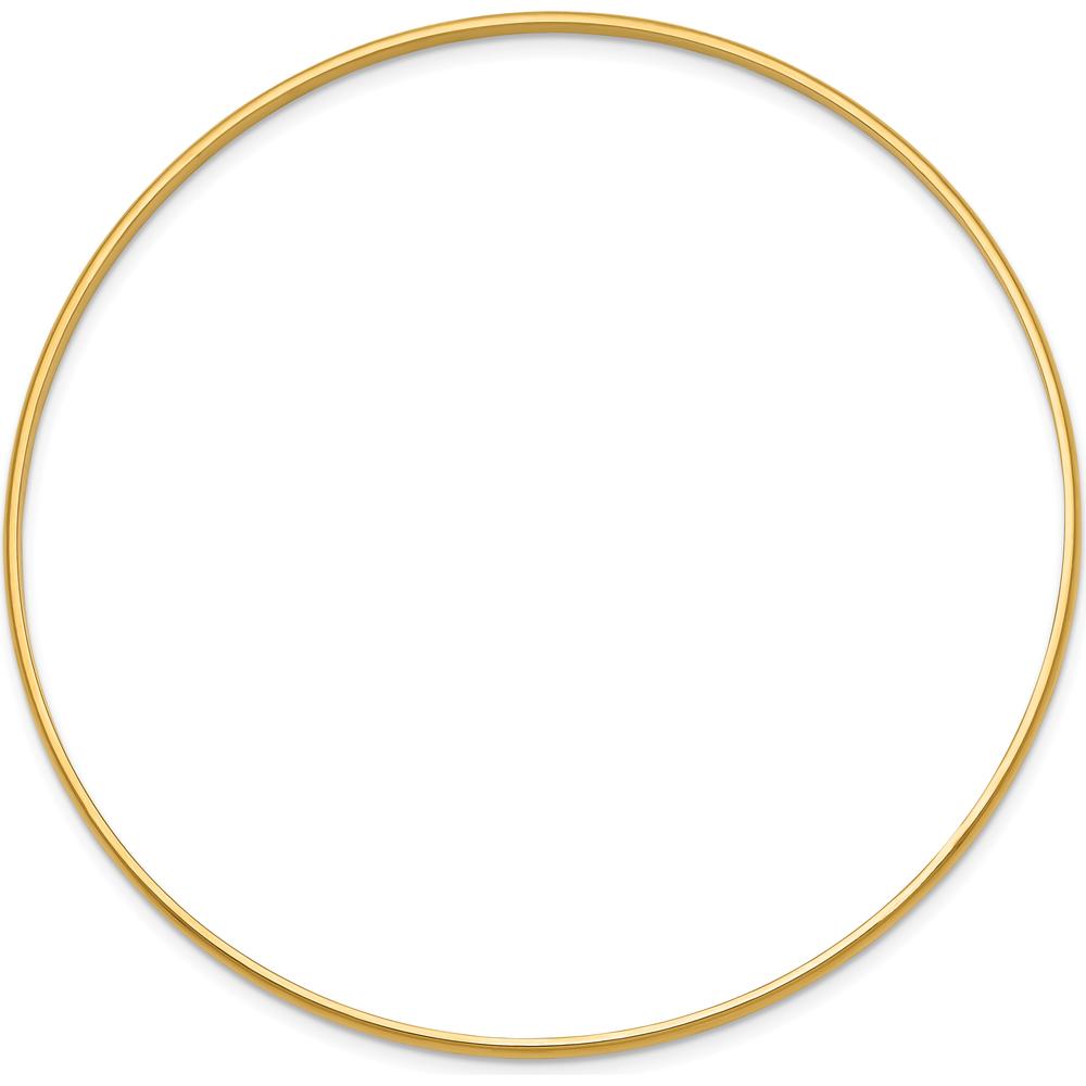 14K Yellow Gold 2mm Solid Polished Slip-On Half-Round Bangle Bracelet by Oro Pregiato