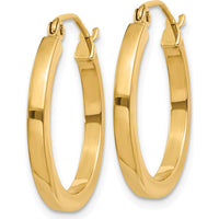 14K Yellow Gold 2mm Square Tube Hoop Earrings - 20mm Length by 0