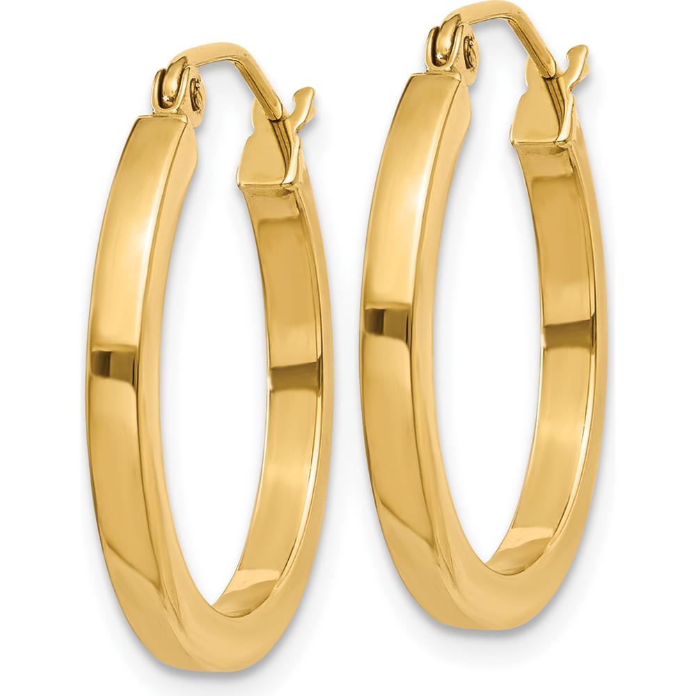 14K Yellow Gold 2mm Square Tube Hoop Earrings - 20mm Length by 0