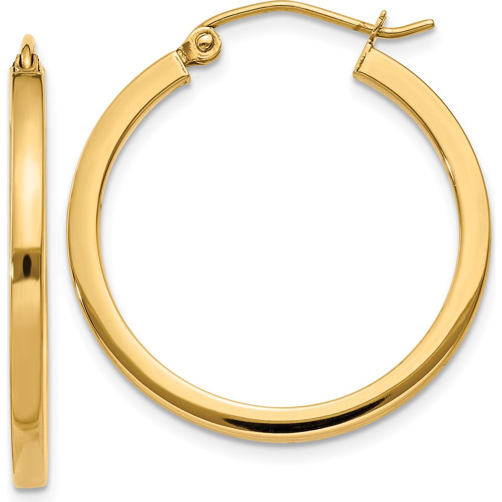 14K Yellow Gold 2mm Square Tube Hoop Earrings - Polished Finish by 0