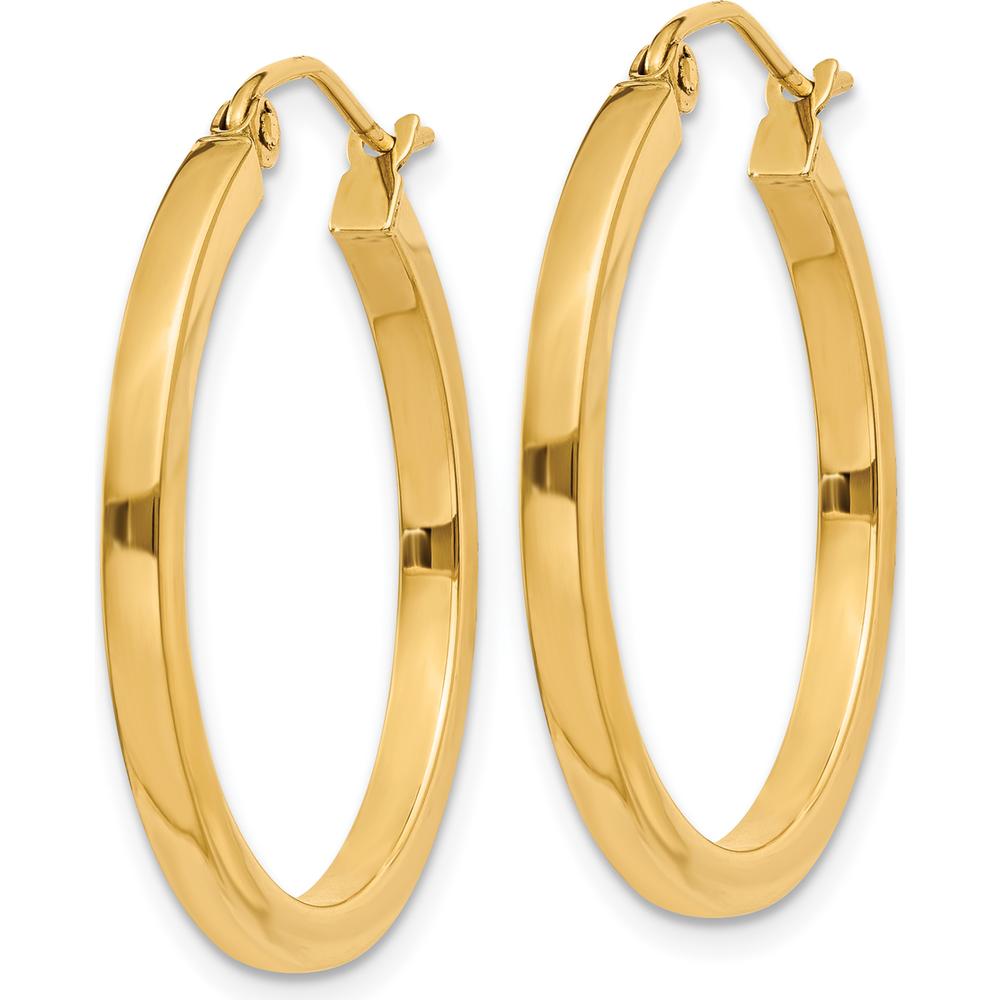 14K Yellow Gold 2mm Square Tube Hoop Earrings - Polished Finish by 0