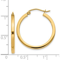 14K Yellow Gold 2mm Square Tube Hoop Earrings - Polished Finish by 0
