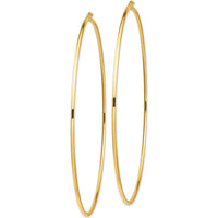 14K Yellow Gold 2x100mm Polished Round Tube Hoop Earrings by 0