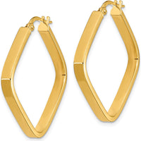 14K Yellow Gold 2x2mm Polished Square Hoop Earrings - 30mm Solid Geometric Design by 0