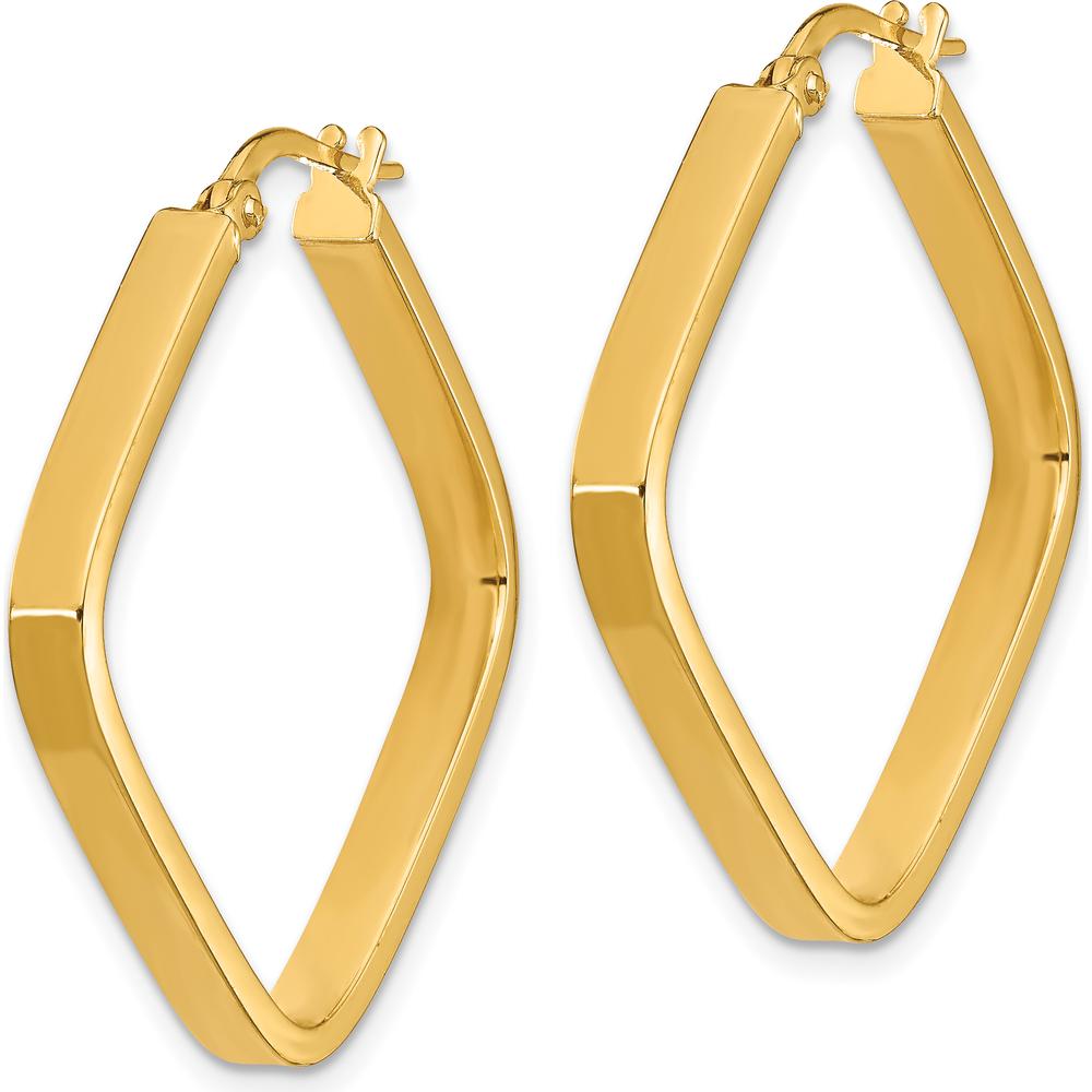 14K Yellow Gold 2x2mm Polished Square Hoop Earrings - 30mm Solid Geometric Design by 0