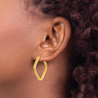 14K Yellow Gold 2x2mm Polished Square Hoop Earrings - 30mm Solid Geometric Design by 0