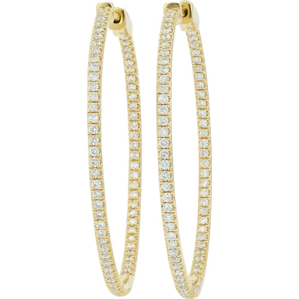 14K Yellow Gold 3.00 Carat Diamond Inside-Out Hoop Earrings