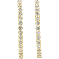 14K Yellow Gold 3.00 Carat Inside-Out Hoop Earrings with Round Diamonds