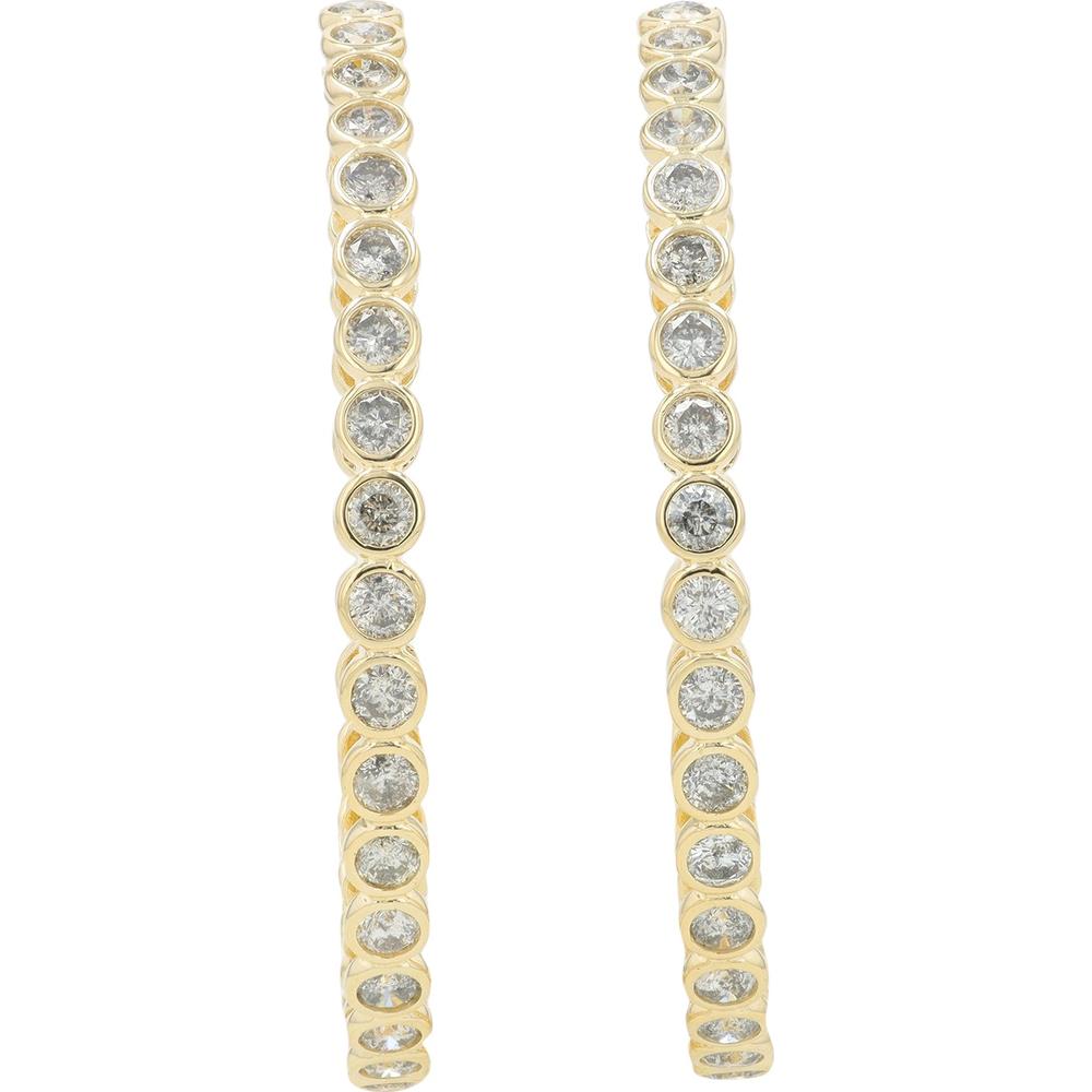 14K Yellow Gold 3.00 Carat Inside-Out Hoop Earrings with Round Diamonds