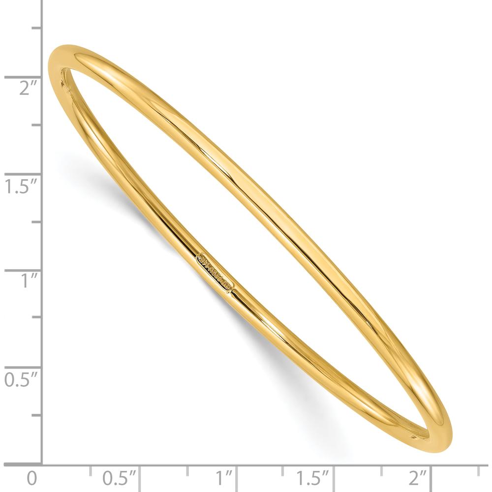 14K Yellow Gold 3.00mm Polished Slip-on Round Bangle Bracelet by Oro Pregiato