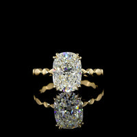 14K Yellow Gold 3.02 Carat Cushion Brilliant Cut Lab Diamond Solitaire Ring - E-F Color VVS2 Clarity IGI Certified - Covaloro Fine Jewelry