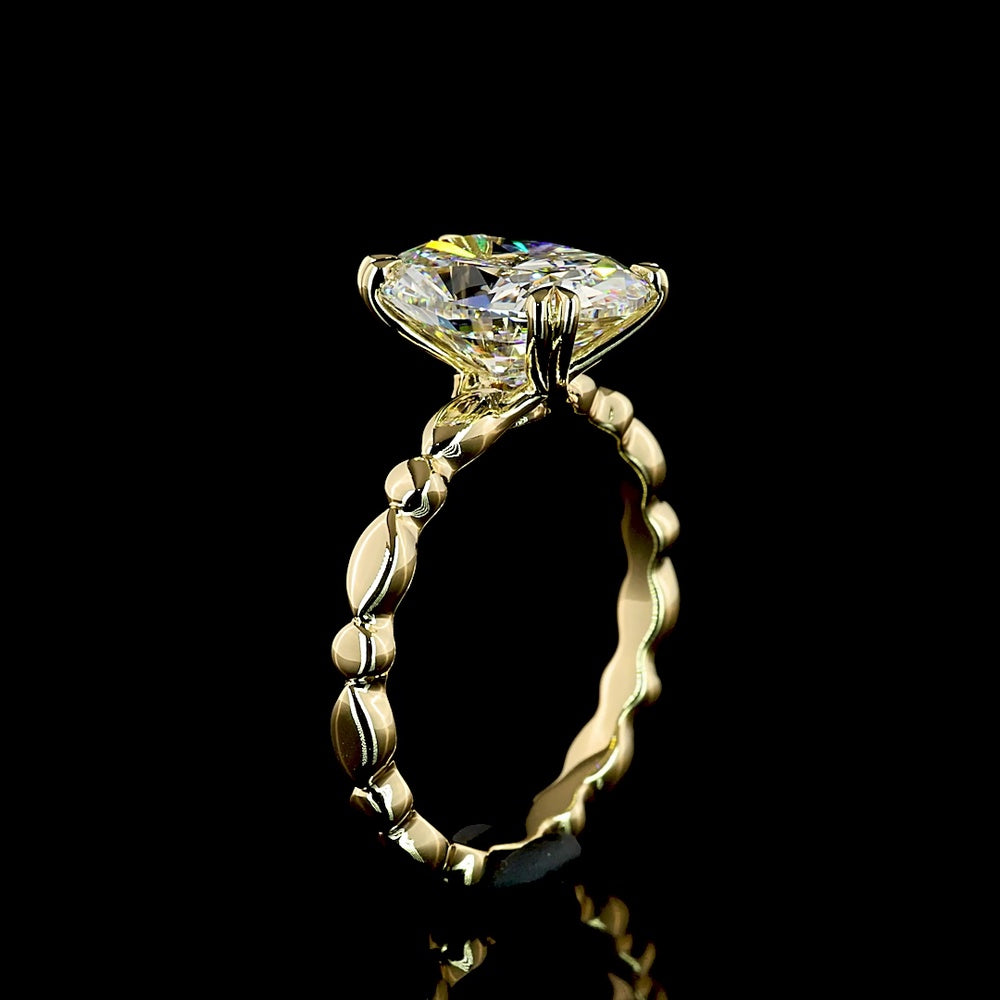 14K Yellow Gold 3.02 Carat Cushion Brilliant Cut Lab Diamond Solitaire Ring - E-F Color VVS2 Clarity IGI Certified - Covaloro Fine Jewelry